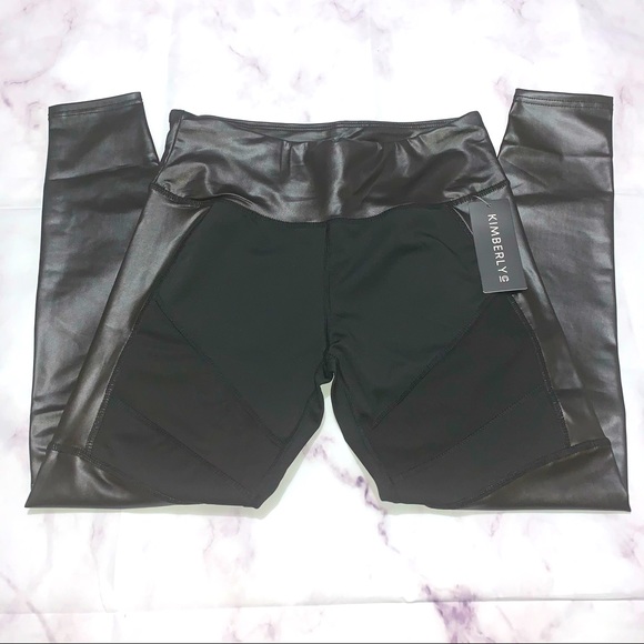 Matte Mesh Panel Shine Leggings - Picture 5 of 10